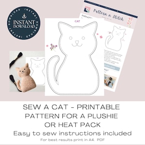 Cat Plushie Sewing Pattern: Easy DIY Project, (Instant Download PDF Pattern)