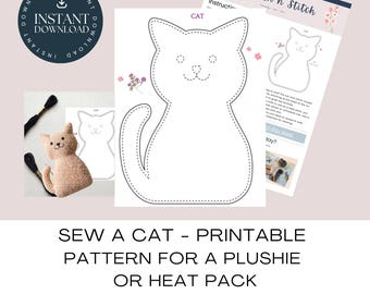 Cat Plushie Sewing Pattern: Easy DIY Project, (Instant Download PDF Pattern)