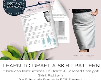 Learn To Draft A Tailored Skirt Pattern Step By Step, Instant Download, Printable Instructions