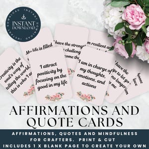 Tarjetas de afirmación, tarjetas de atención plena y tarjetas con citas para artesanos. Para descargar al instante en formato PDF y JPG para imprimir en tamaño A4 o carta