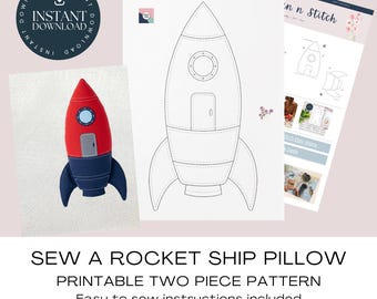 Rocket Ship Sewing Pattern: Pillow Plushie, Heat Pack Or Craft Project (PDF Download)