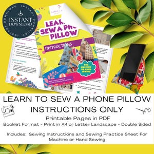 Learn To Sew A Phone Holder / Phone Pillow Printable Instructions Only, Easy Sewing Project
