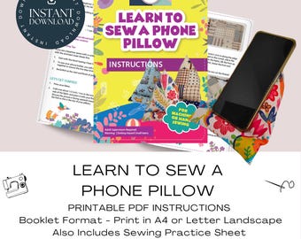 Learn To Sew A Phone Holder / Phone Pillow PDF Printable Instructions Only, Easy Sewing Project For All Sewing Abilities