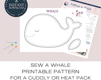Patrón de costura para peluche de ballena: Proyecto fácil de hacer tú mismo (PDF de descarga instantánea)