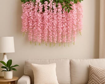 Artificial Wisteria Hanging Flowers I Wisteria Garland I 12-Pack (80/100 cm) | Wedding Arch & Wall Decor