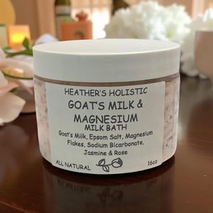 Milk Bath- Goat Milk & Magnesium– All Natural with Jasmine and Rosebuds 16oz.
