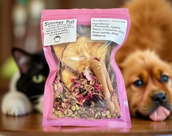 Kit de olla a fuego lento - APTO PARA MASCOTAS - Mezcla floral calmante, rosa y canela