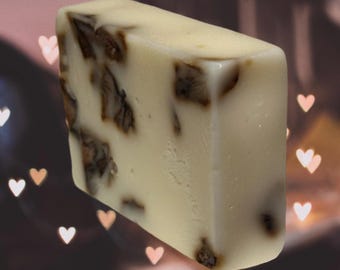 Soap Goats Milk, Rose & Almond scented with Rose petals, Cold Pressed, Handcrafted, All Natural Soap