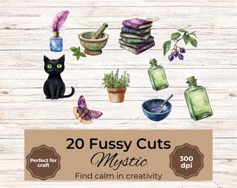 Apothecary Ephemera Fussy Cuts Vintage Mystic Herbal Witchy Junk Journal Digital Download