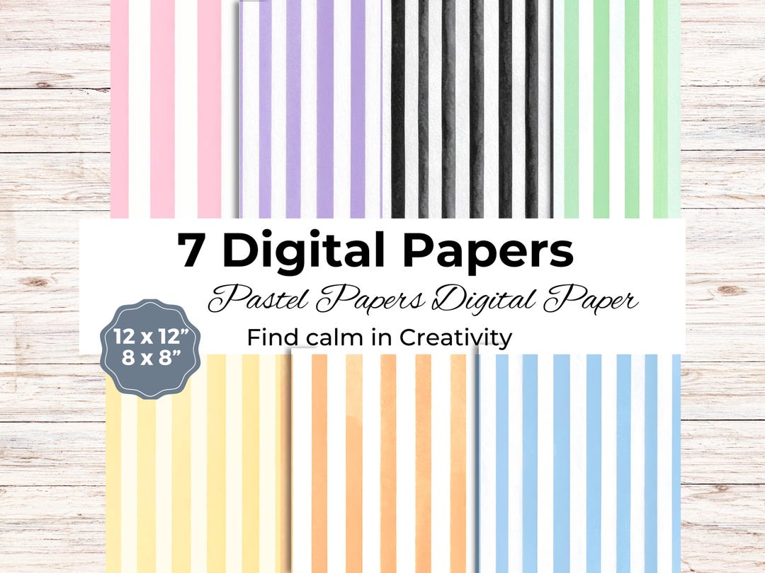 Pastel Stripe Digital Paper Pack, Watercolor Striped Backgrounds for ...