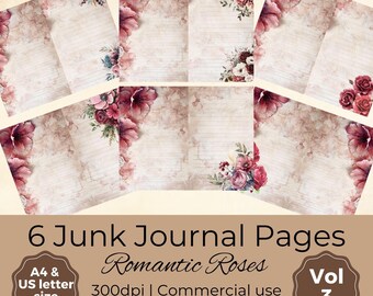 Vintage Floral Junk Journal Pages: Romantic Roses Vol 3 (Digital Download)