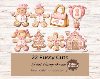 Gingerbread Christmas Fussy Cuts, Vintage Holiday Ephemera for Junk Journals & Scrapbooks