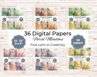 Watercolor Floral Digital Paper Pack, Junk Journal Papers for Scrapbook Projects, Instant Download