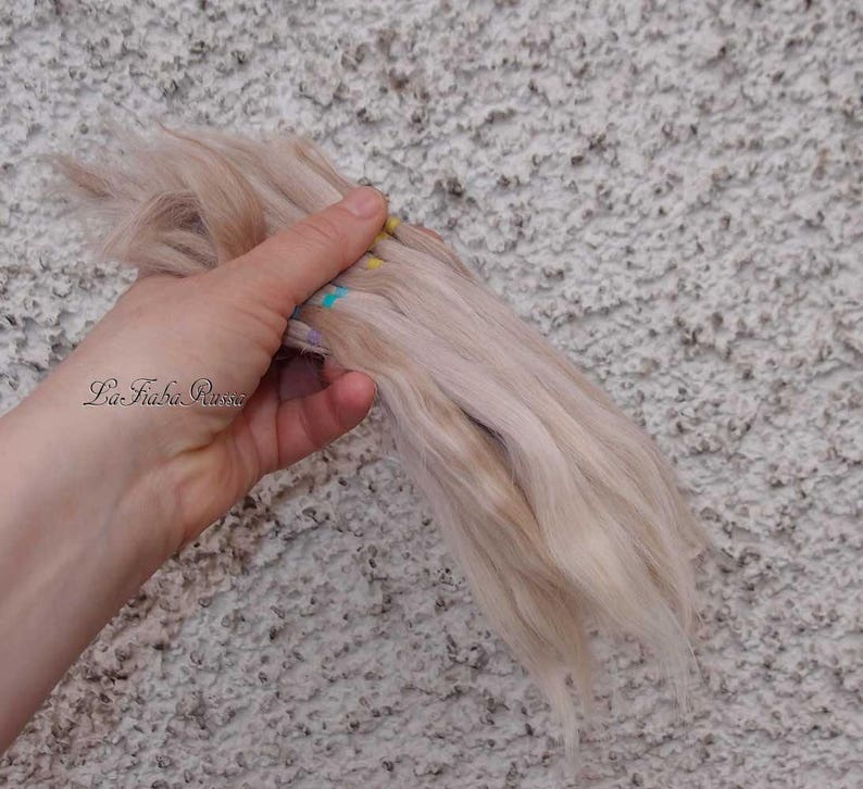 suri alpaca Doll hair beige blonde 7-8 in BJD Blythe hair combed locks hair pretty msd bjd reborn reroot alpaca hair suri combed