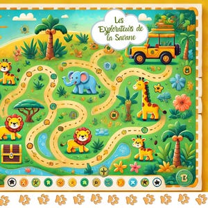 Savannah treasure hunt, children&#39;s game for girls and boys, children&#39;s birthday