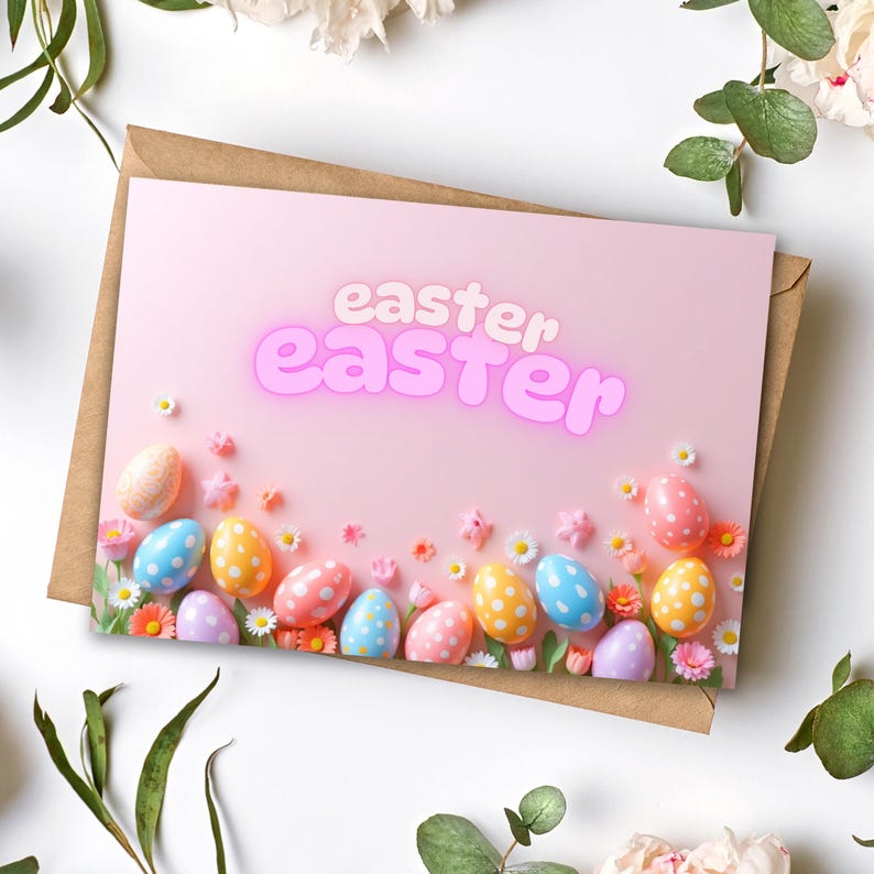 Pastel Pink Easter Background PNG | Digital Download | Spring Eggs ...
