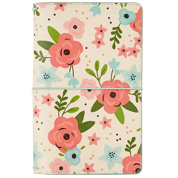 Cream Blossom Traveler's Notebook Journal Carpe Diem STANDARD Size • Free Washi Tape (7966)