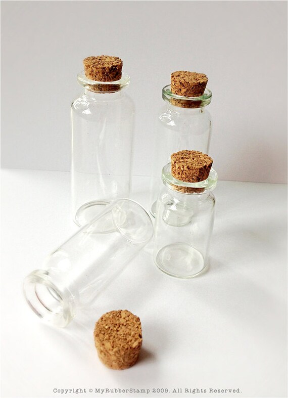 Items similar to Mini Glass Containers with Cork Lid (4 pieces