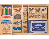 Animal Stamp Set (16 stamps + 7 colored pencils + 1 washable, non-toxic ink) Gifts for Kids, Christmas Gift Ideas • Melissa and Doug