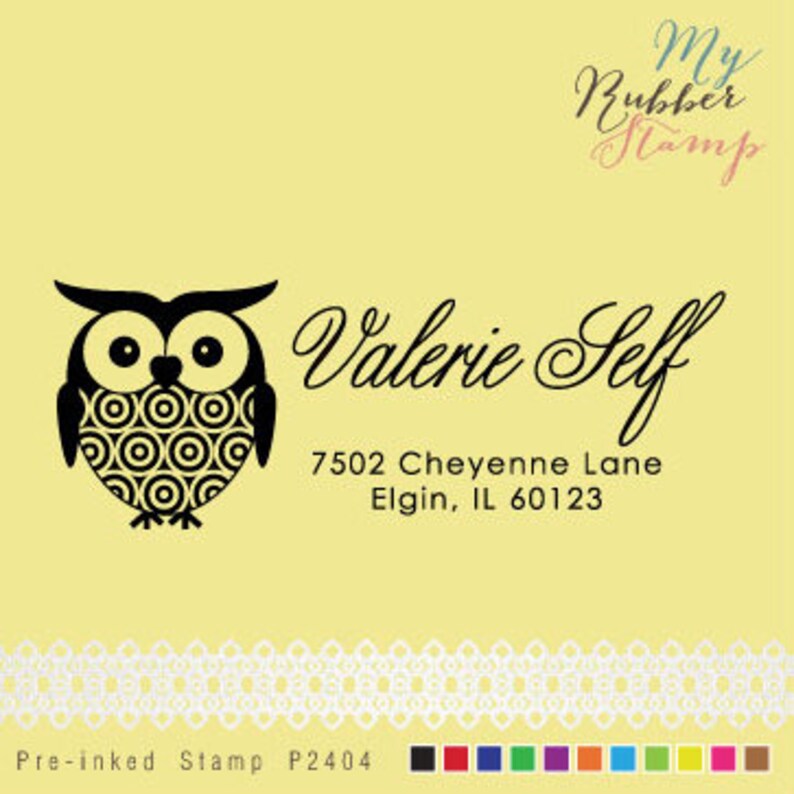 Owl Preinked Stamp. Origami Owl Stamp / Return Address Stamp Etsy