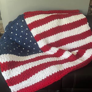 American Flag chunky knit blanket/throw