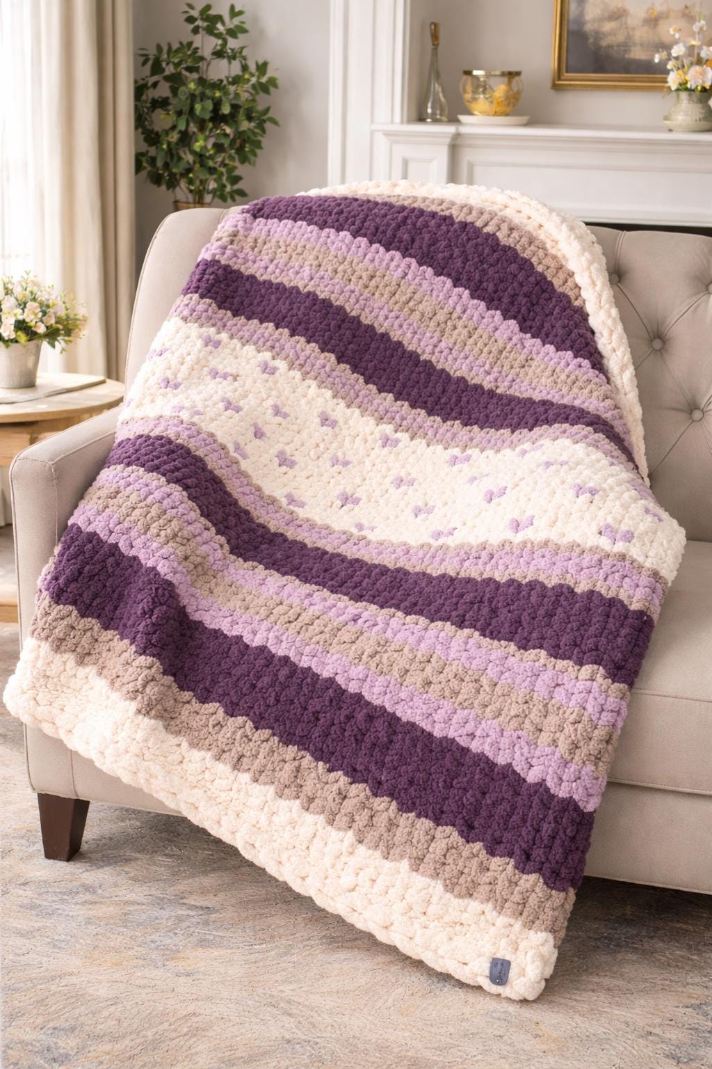 A❥︎ Purple Heart Chunky Knit Blankets and Throws - Etsy