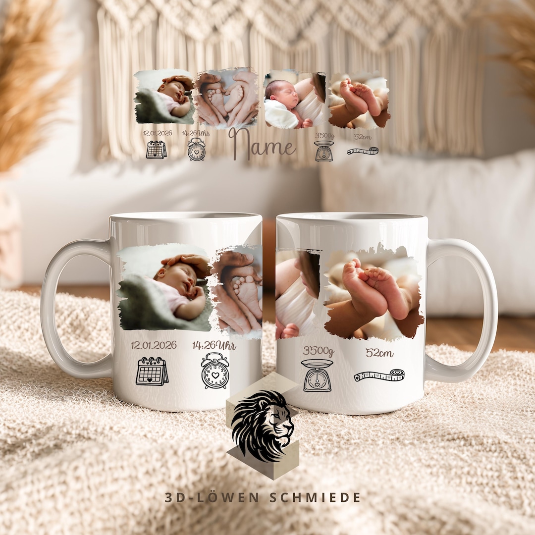 Personalized Baby Mug With Birth Details and Photos – a Keepsake for ...