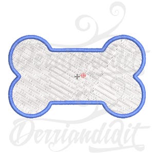May include: A blue outlined white bone shape, perfect for embroidery projects.