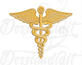 Archivo de bordado de caduceo/Descarga instantánea Archivo de bordado de caduceo/Diseño de bordado de caduceo para máquina de bordar 9 tamaños
