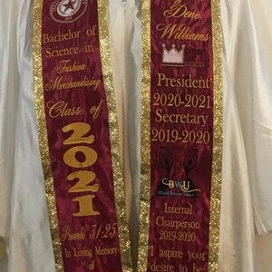 Graduation Stole Glitter Trim/College Graduation Stole/Personalized Stole/ High School Graduation Stole/ Memory Stole/ Graduation Gift