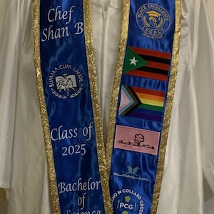 Graduation Stole Glitter Trim/College Graduation Stole/Personalized Stole/ High School Graduation Stole/ Memory Stole/ Graduation Gift