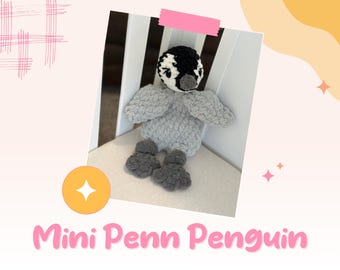 Peluche pingouin au crochet : peluche faite main, jouet sans danger pour bébé