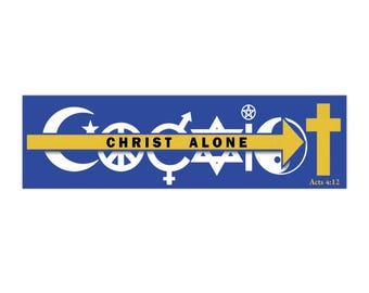 Christ Alone Arrow & Cross Bumper Sticker (11"x3") | Christian Faith Symbols