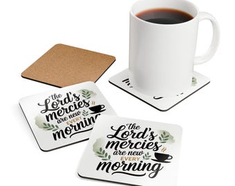 Inspirational Corkwood Coaster Set | Motivational Drink Coasters, Unique Gift for Coffee Lovers, Home Decor, Bible Verse Art, Everyday