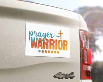 Prayer Warrior Car Magnet: Christian Faith Vehicle Decal