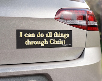 Christian Quote Car Magnets, Philippians 4:13 Scripture Magnet for Inspirational Driving, Religious Decal, Bible Verse, Car Vehicle