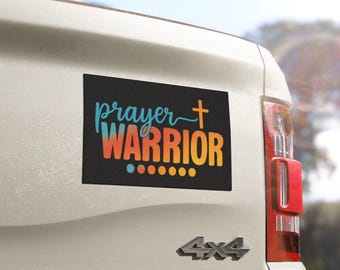 Prayer Warrior Car Magnet: Christian Faith Vehicle Decal