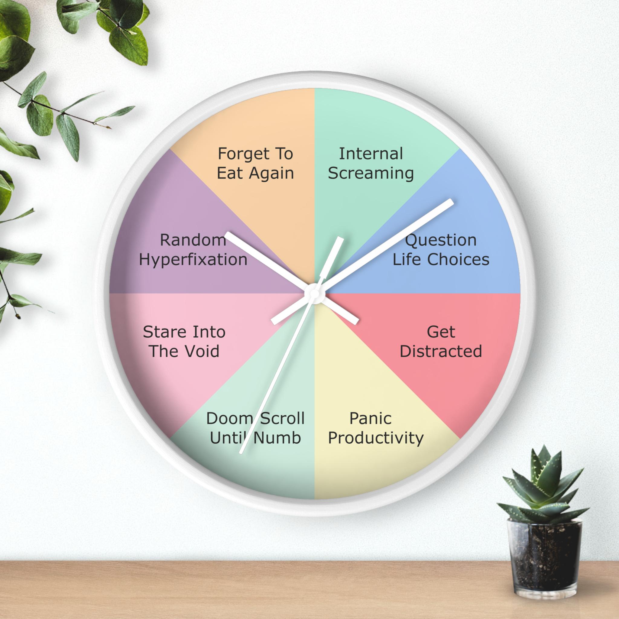 Funny ADHD Wall Clock | Time Blindness Clock With Pastel Segments ...