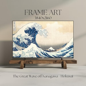Frame TV Art, Samsung Frame TV Digital Download &quot;The Great Wave Off Kanagawa - Hokusai&quot; Woodblock Print Artwork Japanese Edo Masterpiece