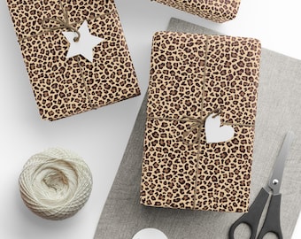 Leopard Print Wrapping Paper | Animal Print Gift Wrap | Chic Safari Birthday or Holiday | Neutral Glam Decor | 3 Sizes | Matte or Glossy