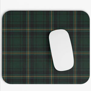 Plaid Mouse Pad, Tartan Desk Accessory, Scottish Pattern Mousepad, Office Decor Gift, Stylish Computer Mat, Green Plaid Gaming Mouse Pad