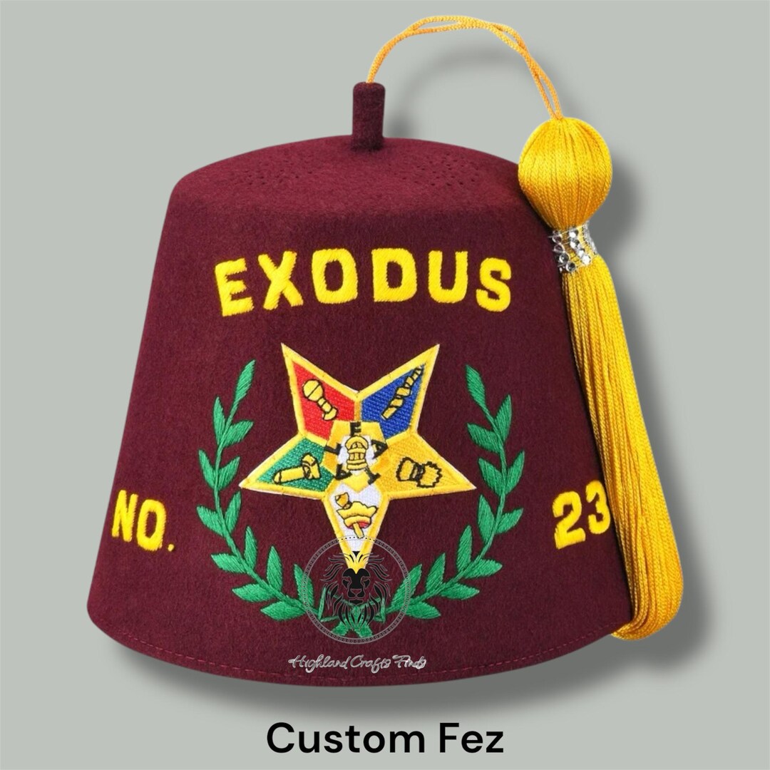 Masonic Order of Amaranth Custom Fez Hat Silk Thread Hand Embroidered ...