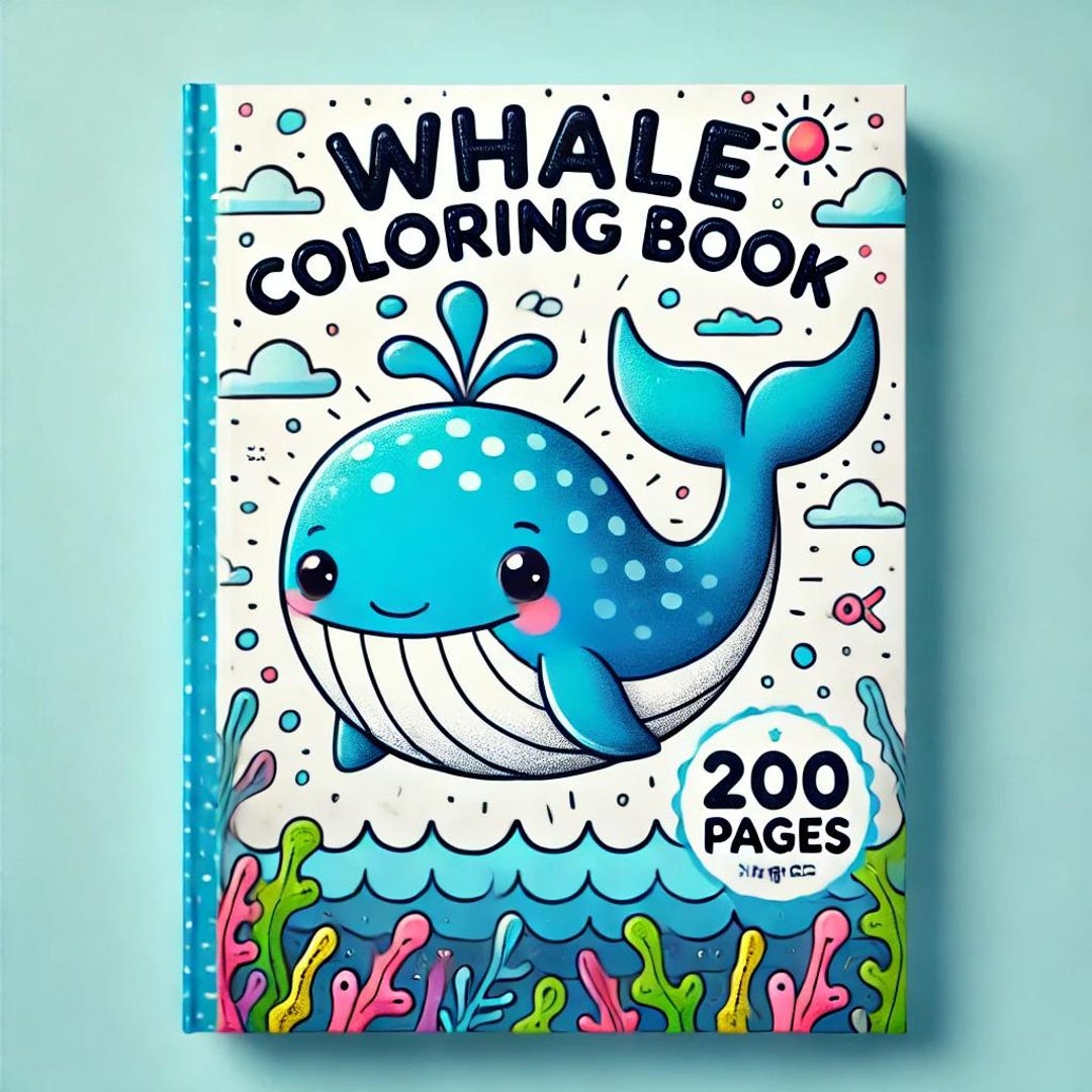 Whale Coloring Book – 200 Cute Pages, Relaxing Ocean Designs (digital ...