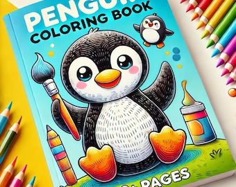Penguin Coloring Book – Printable Art 300+ Adorable Pages for Stress Relief (Digital Download)
