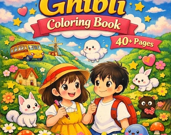 Ghibli-Inspired Kids Coloring Book Printable - 40 Pages