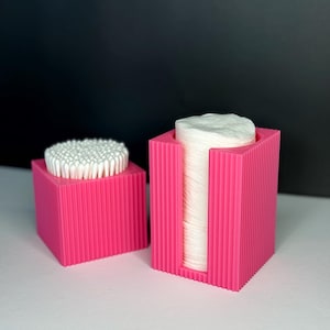 Set of Cotton Pads & Swabs Holders Bathroom Organizer for Cotton Rounds and Q-Tip Modern Minimalist Elegant Pink Bathroom Accessorise