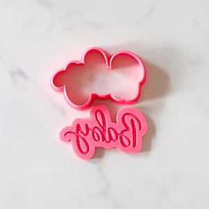 Baby Cursive Lettering Stamp and Cookie Cutter 2 Piece Set