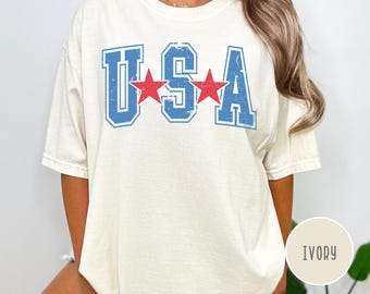 USA patriotic 4th of shirt, Cute 4t of july shirt, usa america 4th of july girl shirt red white blue shirt, 4th of july shirt women distress