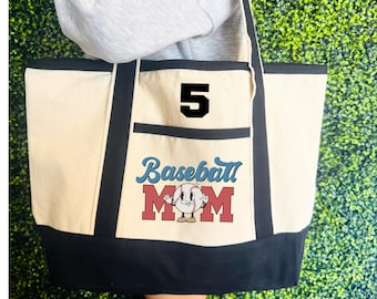 baseball mom tote bag, mom baseball gift, baseball gift, cute baseball mom bag, personalized baseball mom tote bag, baseball tote with name