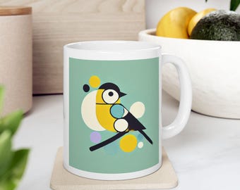 Taza de cerámica decorativa con diseño de jilguero: regalo para amantes de las aves (325 ml y 430 ml)